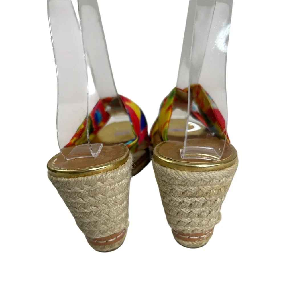 Etienne Aigner Krista Watercolor Wedge Sandals Gold 7.5
